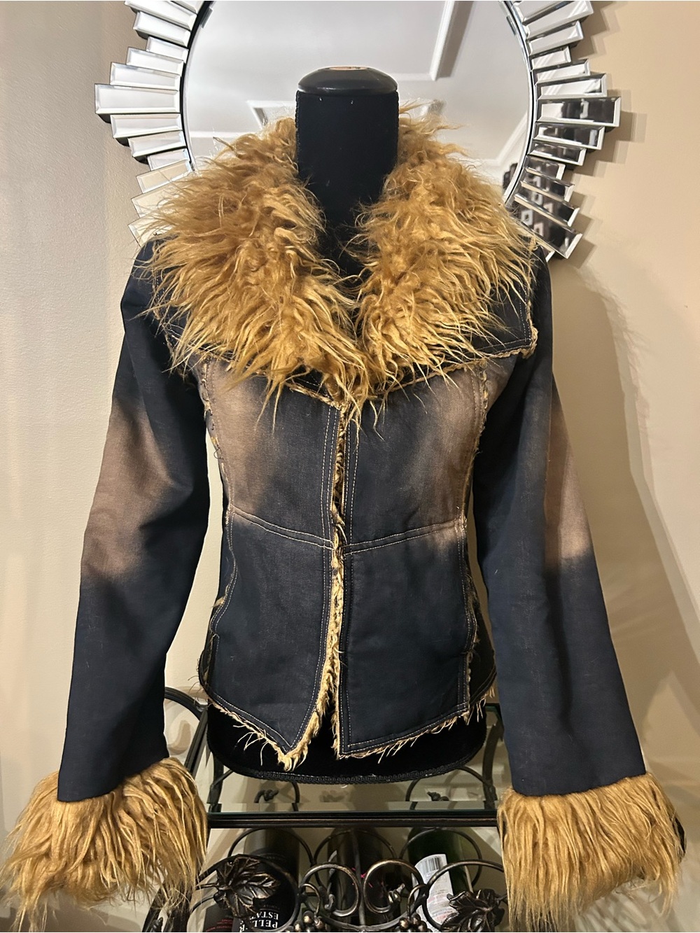 Costa Blanca Vintage Denim and Faux Fur Jacket